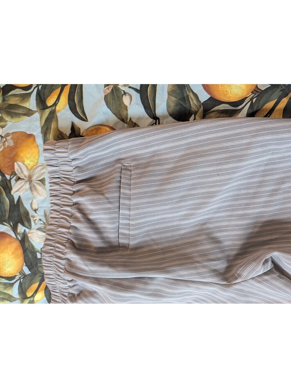 Ardene's White & Gray Striped Casual Pants | Women's Elastic Waist Pants - Picture 8 of 8